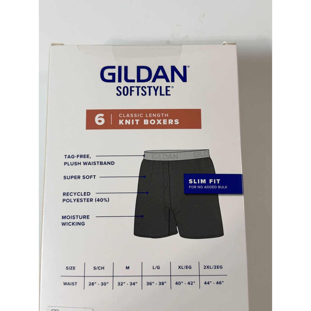 Gildan Knit Boxers Mens Medium Multicolor New 6 Pack Slim Fit Softstyle - Picture 3 of 3